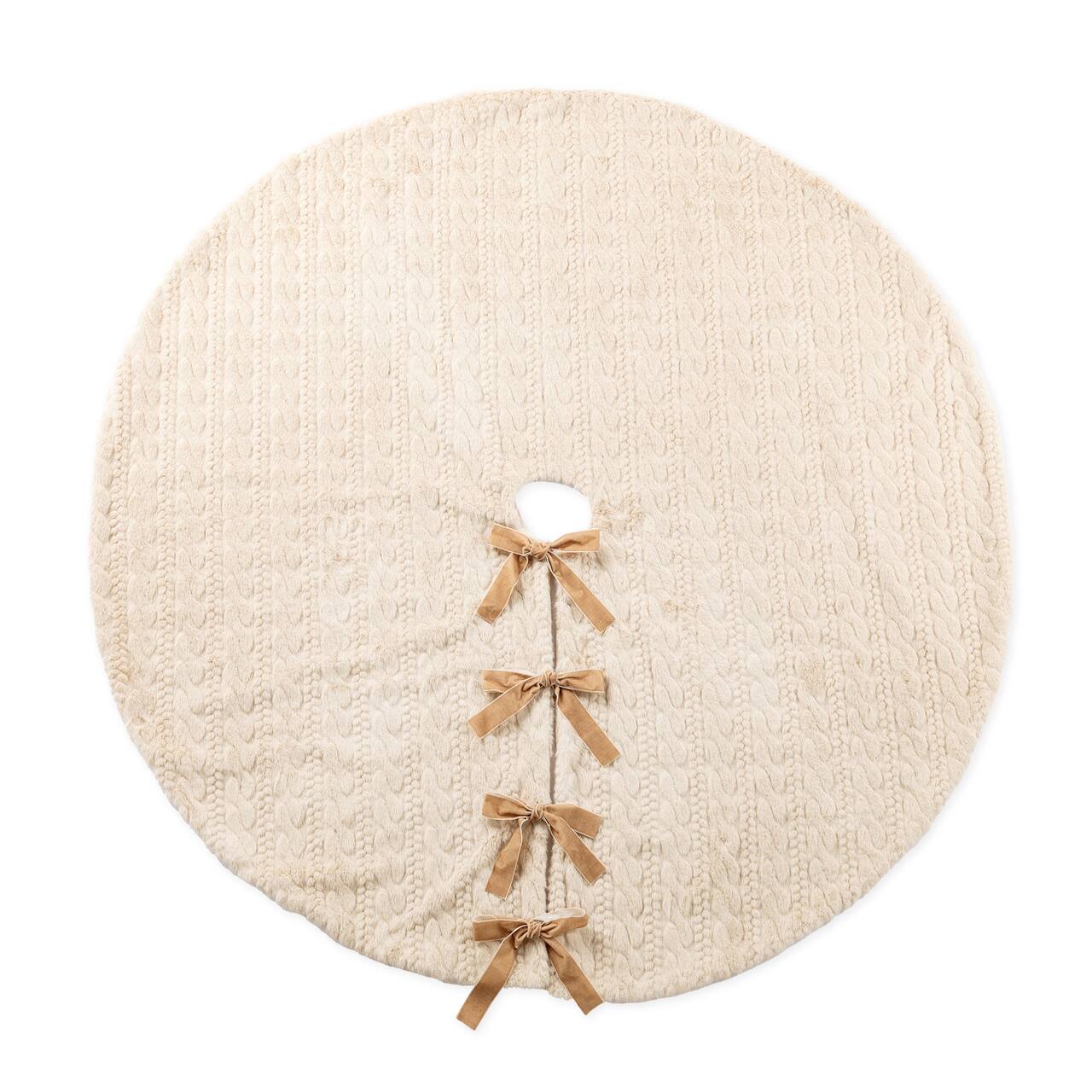 Glitzhome® 60"D Reversible Twisted Faux Marten Fur Christmas Tree Skirt